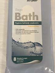 Stryker Sage 7989 Bath Hygienic Full-Body Washcloths Fragrnce Free 1 Pack of 8