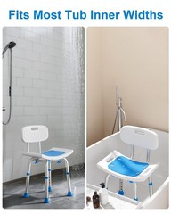 Heavy Duty Shower Chair with Removable Back, 400 lbs Capacity, Safe Bath Stool f