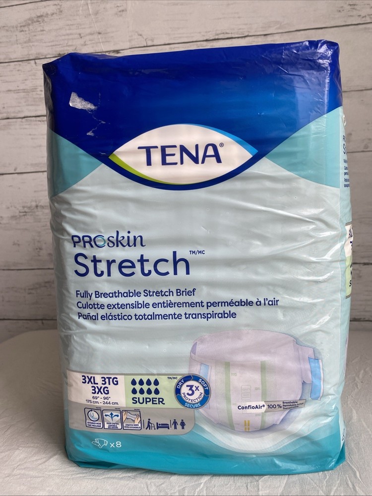 TENA ProSkin Stretch Adult Incontinence Briefs Super Absorbency 3XL/3TG 8 Count
