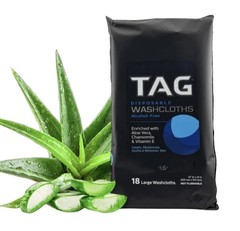 2 Pack TAG Disposable Body Wipes 1 Pack with Aloe Chamomile Vitamin E 18ct each