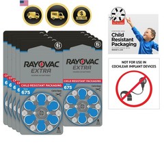 Extra Advanced Hearing Aid Batteries, Size 675, Blue Tab, PR44, Pack of 60