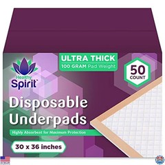 Extra Thick Ultra Absorbent Disposable Underpads XL 30×36, 50 Count, Peach
