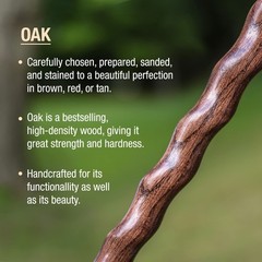 Handcrafted Wood Walking Cane, Twisted Oak, Traditional Style Handle, for Men…