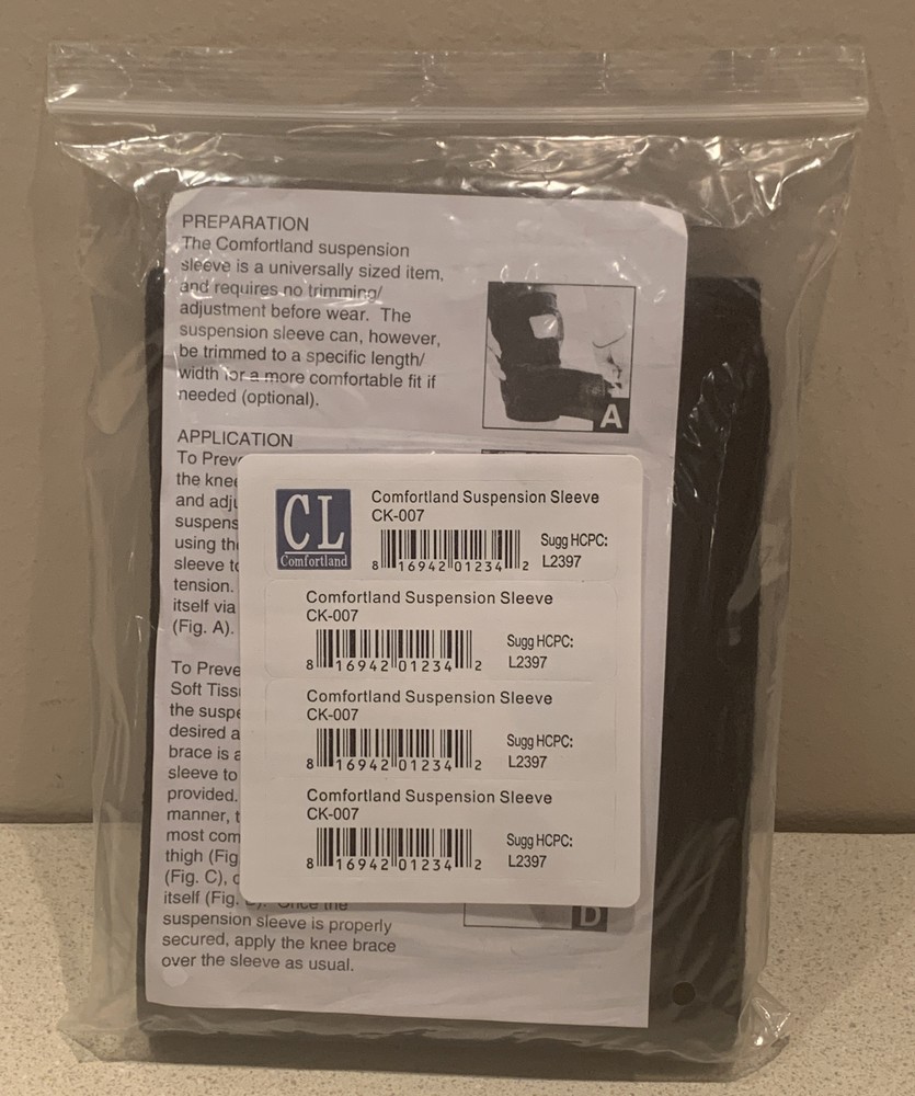 Comfortland Knee Brace Suspension Sleeve CK-007. Holds Brace In Place L2397. NEW