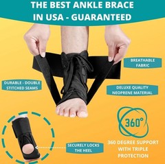 （Size M) Lace Up Ankle Brace Support for Men & Women Adjustable Ankle Stabilizer