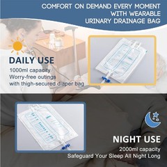 Wearable Urinal Bag with Reusable Silicone External Urine Catheter Collector Bag