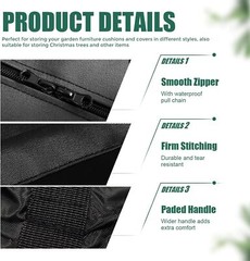 Patio Cushion Storage Bag Waterproof cushion storage 68 x 30 x 20 in, Black