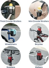 Wheelchair Rollator Cup Holder, 4 Flexible Tabs Hook for Walker Scooter