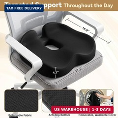 TushGuard Ergonomic Seat Cushion with Coccyx Cutout – 4-Zone Structure Office Ch
