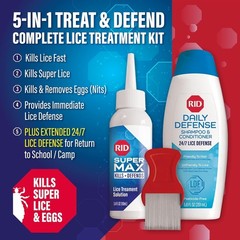 RID Super Max 5-in-1 Complete Lice Treatment Kit, Pesticide-Free