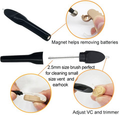 12 Pieces Hearing Aid Cleaning Brush Kits Tools with Wax Loop and Magnet Suitabl