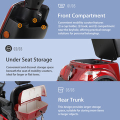 800W Heavy Duty Seniors Mobility Scooters 500lbs 60V/20A 31 miles 15 mph