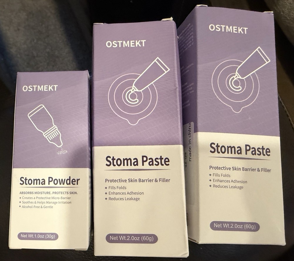 OSTMEKT lot of Alcohol-Free Stoma Paste 2 x 2oz + Powder 1oz Ostomy Supplies