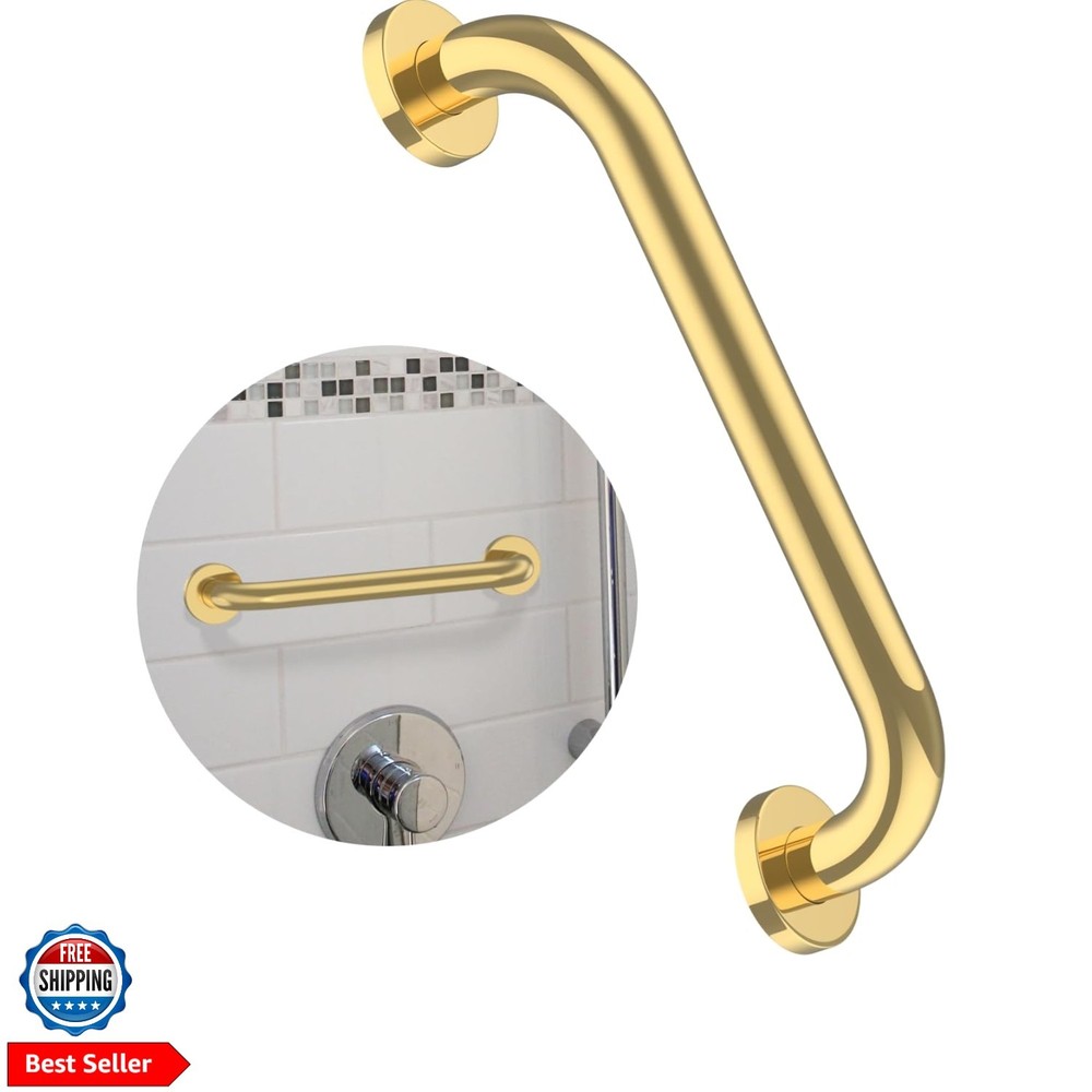 12 Inch Stainless Steel Shower Grab Bar, Gold Shower Handle, Bathroom Balance…