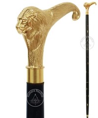 Humaira Nautical Solid Brass Lion Head Handle Wooden Walking Cane Handmade