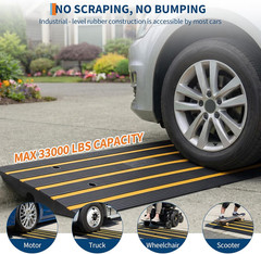 1 Pack 48″ Car Driveway Rubber Curb Ramps, Heavy Duty Driveway Gutter Slope Ramp
