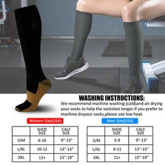 3 Pairs Copper Compression Socks For Knee High 20-30mmHg Energy Support Recover