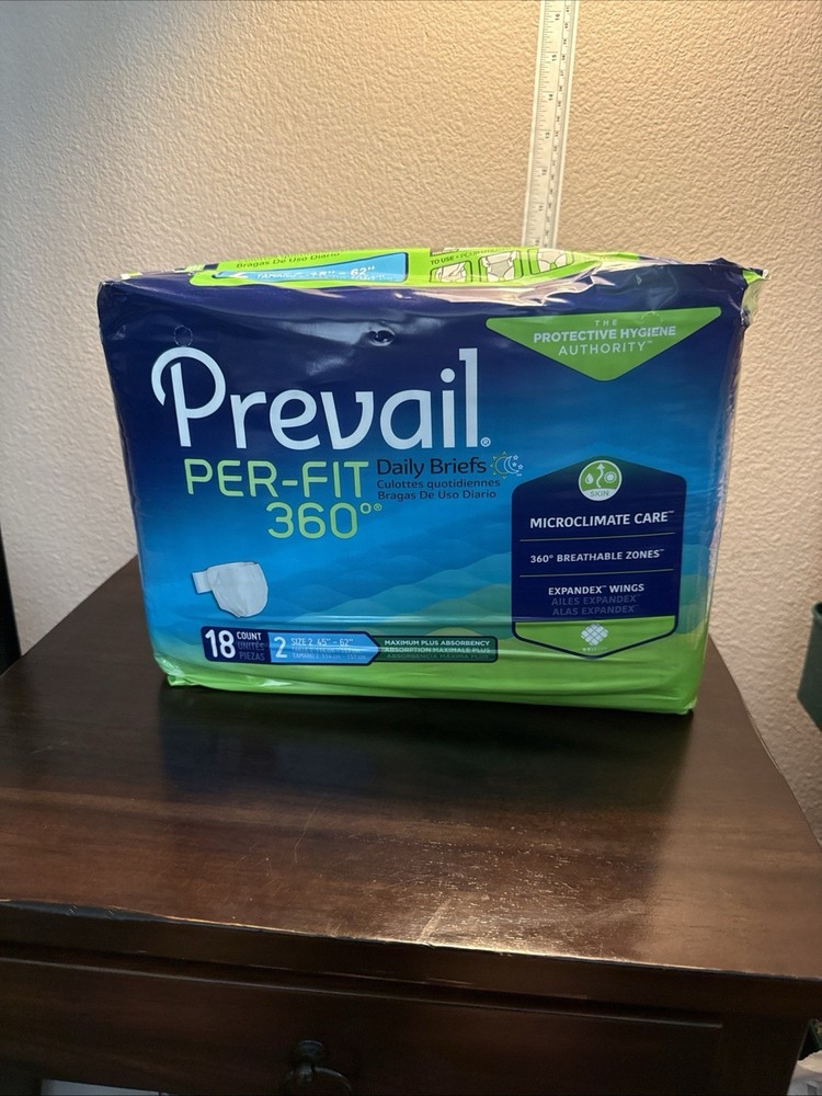 Prevail Per-Fit 360 Daily Brief Size 2, 45″-62″ – 18 Count, Max Plus Absorbency