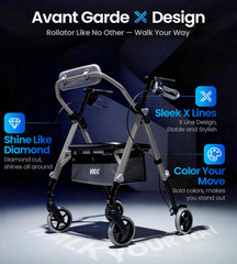 Walkers for Seniors Z11 Rollator Walker with Seat, Foldable All Terrain, 380lbs