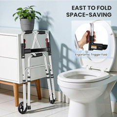 Naipo Folding Walker for Seniors 3-in-1 5″ Wheels Adjustable 300 lbs