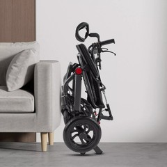 Only 16 lbs Ultra-Lightweight Foldable Transport Wheelchair, Dual handbrakes