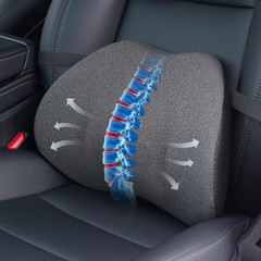 Ergonomic Memory Foam Lumbar Support Pillow for Car & Office, Dark Grey 15.35″
