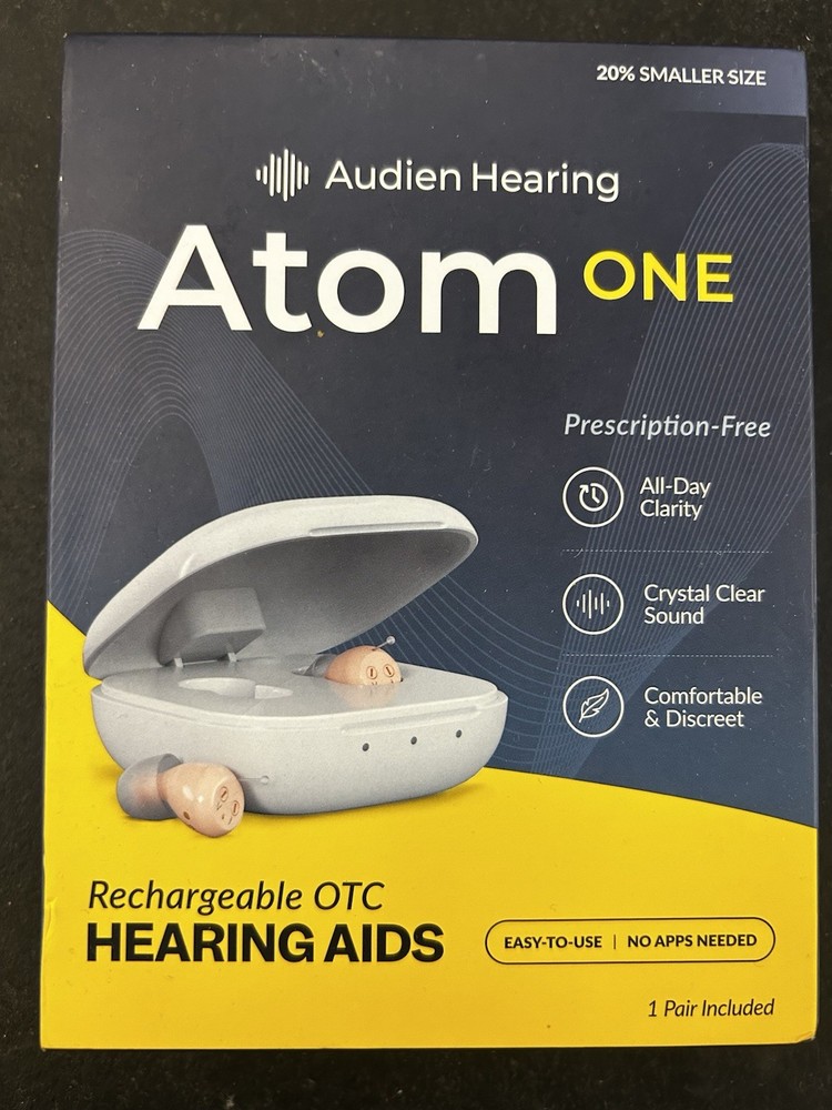 Audien Atom One OTC Hearing Aids Wireless, Rechargeable