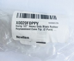 Harvy 1/2 In. Heavy Duty black rubber Replacement Cane Tip, 2 Pack , New