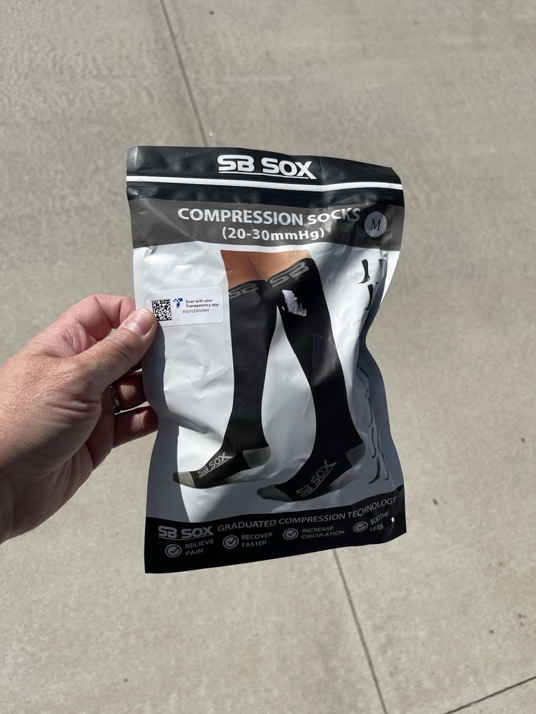 SB SOX Knee High Compression Socks (20-30mmHg) Black/Gray – MEDIUM – NEW