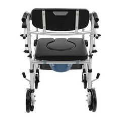 220lbs Shower Commode Chair Mobility Wheelchair Bedside Toilet Seat with Casters