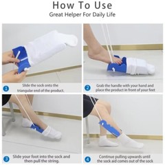 2 In 1 Sock Aid Device Sock Helper Easy On Easy Off Foam Handles Elderly Adult