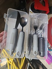 Weighted Large Utensils For Disabilities, Stainless Steel Knife Fork Spoon!.