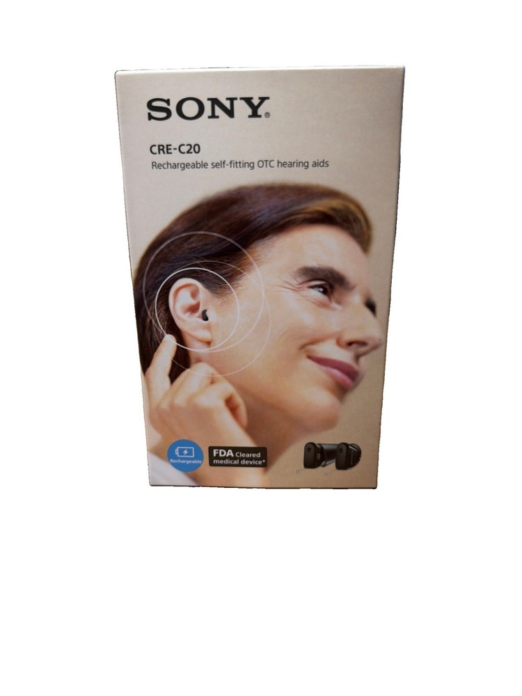 Sony CRE-C20 Self-Fitting OTC CIC Rechargeable Hearing Aids FDA Cleared