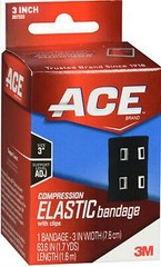 ACE Bandage with Clips, 3″ BLACK