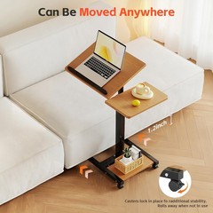 LINGMI Mobile Height Adjustable Laptop Desk with Mouse Pad, Portable Laptop Desk