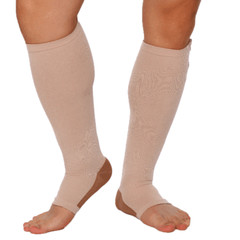 Copper Open Toe Compression Socks Zipper Leg Calf Ankle Support Men Women Foot
