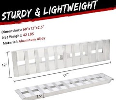 2x 60/72/84/94″ Aluminum Car Trailer Ramps Truck Loading Ramps 6000 lbs Hook End