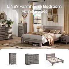 Linsy Night Stand 18.9 Farmhouse Wood Night Stand Type-C Charging Station Open