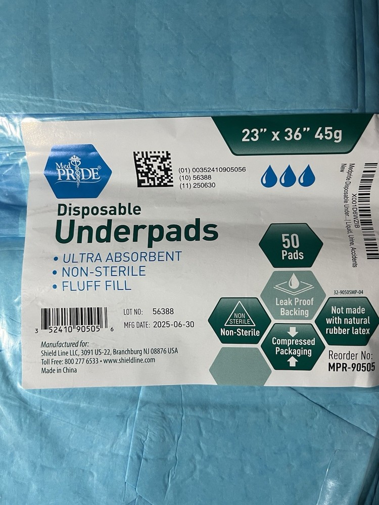 NEW Med Pride Disposable Underpads Large 23 X 36 Ultra Absorbent Pack Of 50 Pads