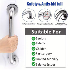 2 Pack Stainless Steel Shower Grab Bar Bathroom Safety Shower Handle for Elderly