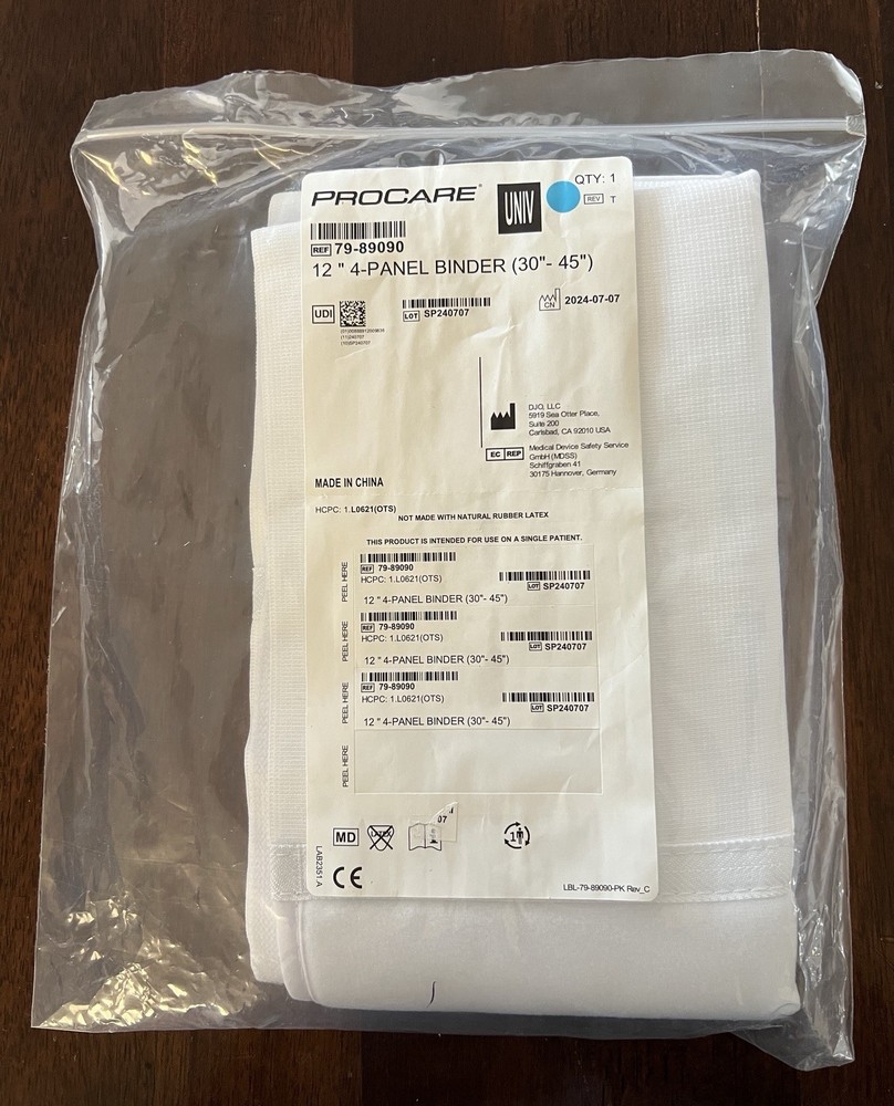 Procare 12″ Wide 4-Panel Abdominal Binder, 30″-45″, New – Unused (REF #79-89090)