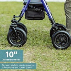 Elenker All-Terrain 10″ Rollator Walker with Padded Seat Backrest Senior 300 lb