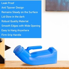 Urinal Bottle Male Urinals Portable Urine Bottle with Screw Lid 1200 ml Plastic
