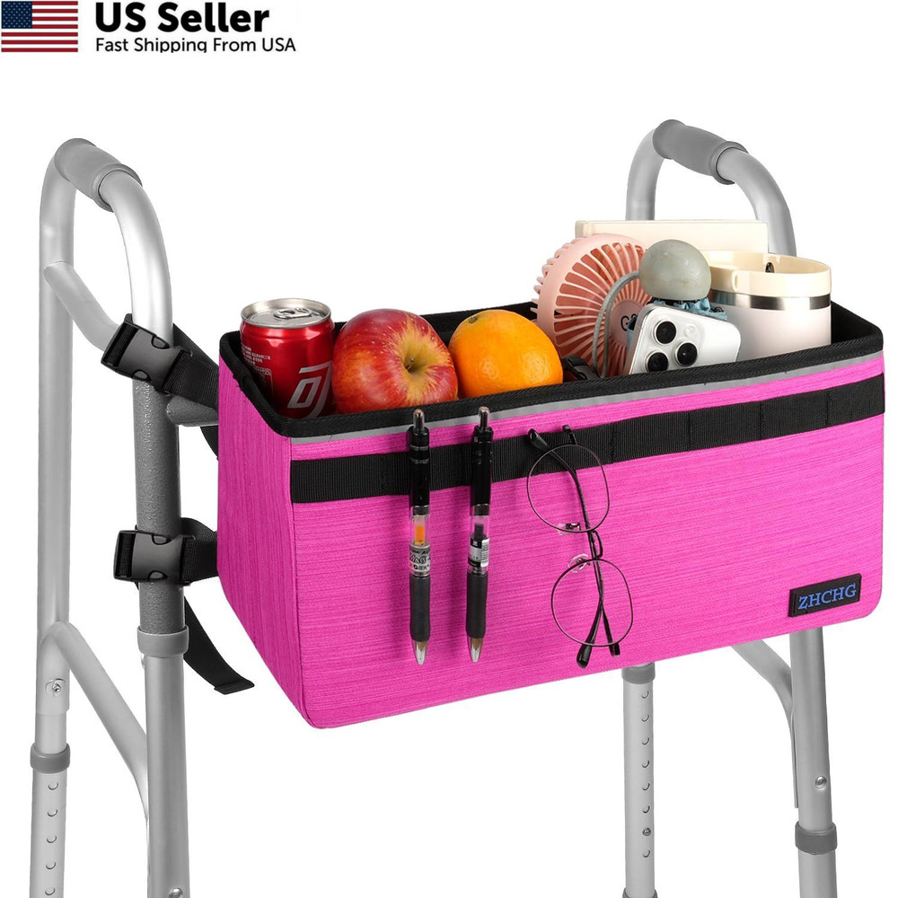 ZHCHG Walker Basket for Seniors, Accessories, Folding Bag pink