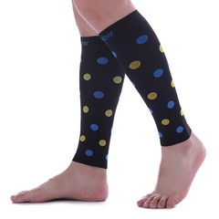 Doc Miller Calf Compression Sleeve 1Pair 20-30mmHg Varicose Polka Dot BLK/BLUYLW