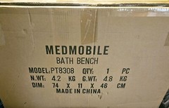 Med Mobile Bath Bench White In Color Plastic Aluminum Open-Box Complete Unused