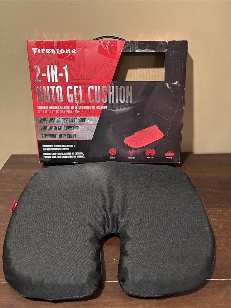 Firestone 2 In 1 Auto Gel Cushion Ergonomic Ventilated Mesh Cover 16.5×13.5” NIB