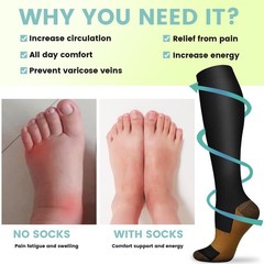Compression Socks 15-20 mmHg for Men & Women – 8 Pairs for Circulation, Travel,