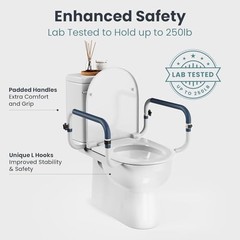 Toilet Safety Rails (250lb) – Adjustable Toilet Safety Rails, Toilet 1 Pack