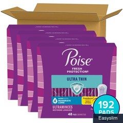 Incontinence Pads Ultra Thin 4-Drop Moderate, Long Length, 192 Count